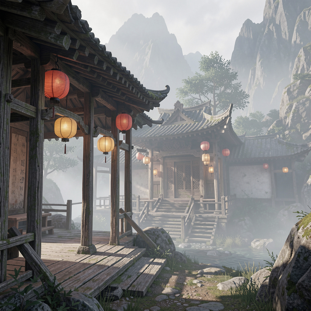 Detaljeret 3D environment scene